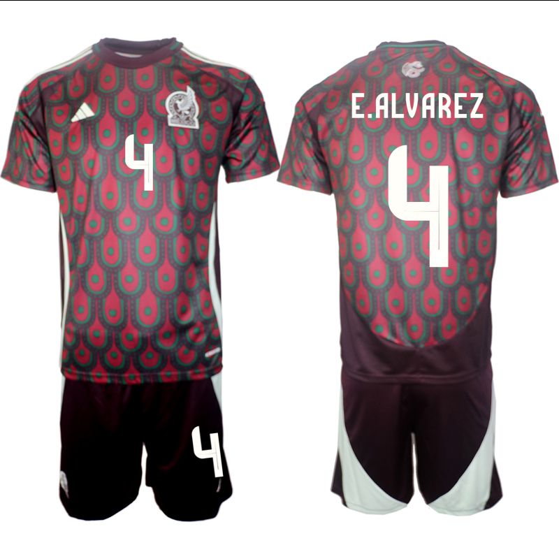 Men 2024-2025 Season Mexico home red #4 Soccer Jersey->customized soccer jersey->Custom Jersey